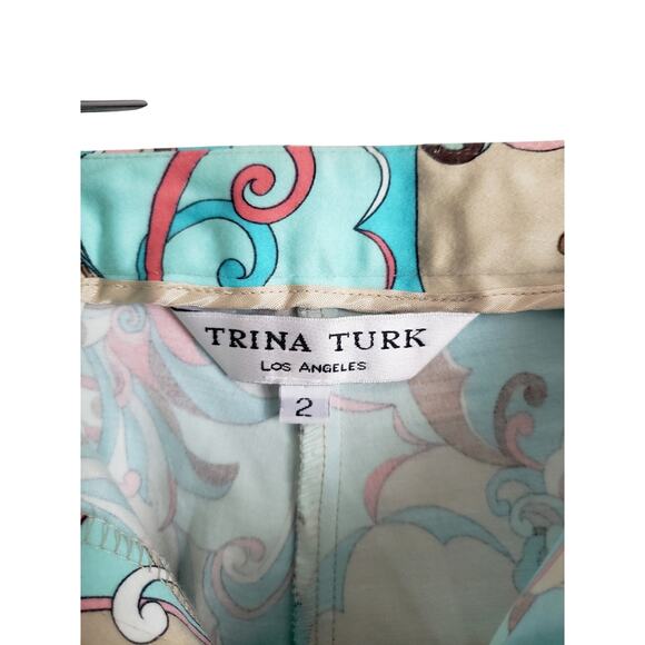 Trina Turk Retro Floral Paisley Print Bootcut Pants Size 2 - Picture 8 of 9